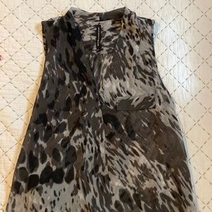 Sheer faux wrap tank top, size M